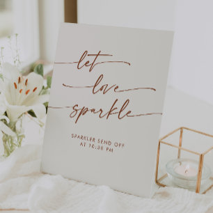 Boho Bohemian Cream Sparkler Send Off Wedding Pedestal Sign