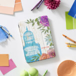 Boho Bohemian Modern Bright Rose Floral Birdcage iPad Pro Cover<br><div class="desc">Bold, bright, sophisticated and colourful modern stylish rose floral mixed with a vintage painted image of an antique Victorian era birdcage and distressed rustic crackle finish wood for an eclectic Boho Bohemian vibe to your personal style. A complete set of products are available in this "Colourful Garden Vintage" collection by...</div>