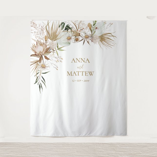 Boho Bohemian Nom Mariage fond de tapisserie (Devant)