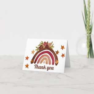 Boho Bohemian Rainbow Baby Shower Thank you  Card