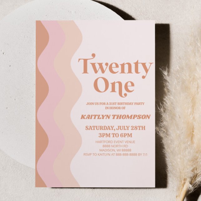 Boho Bohemian Retro Twenty One 21st Birthday Party Invitation (Creator Uploaded)
