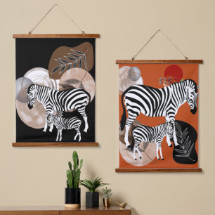 Boho Bohemian Wall Art Zebra Canvas Mother Kid 