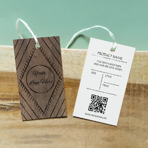 Boho bois look avec logo boutique étiquette prix