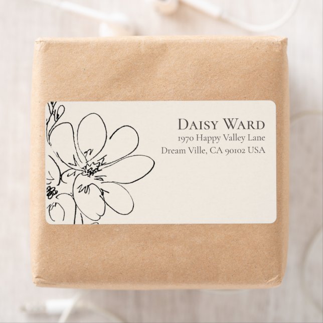 Boho + Bold Cream Wildflower Return Address Label (Insitu)