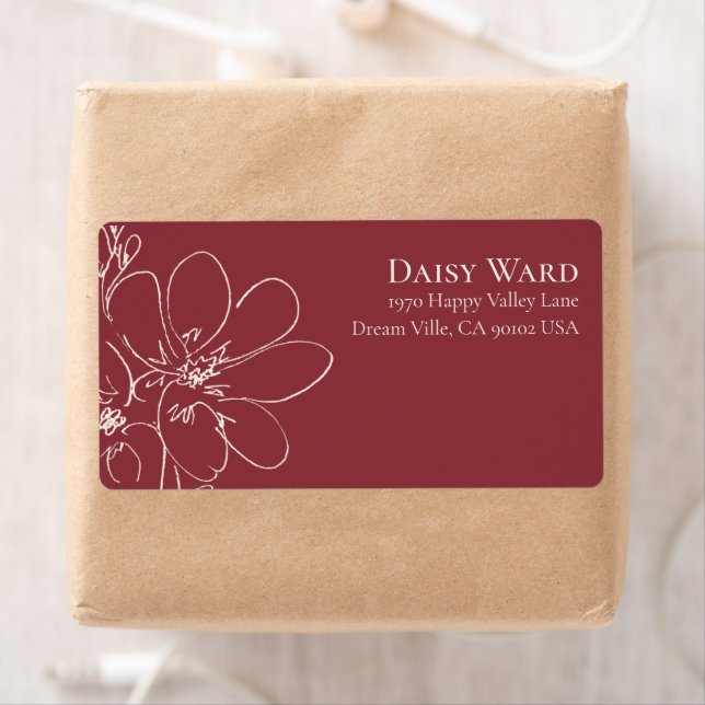 Boho + Bold Red Wildflower Return Address Label (Insitu)