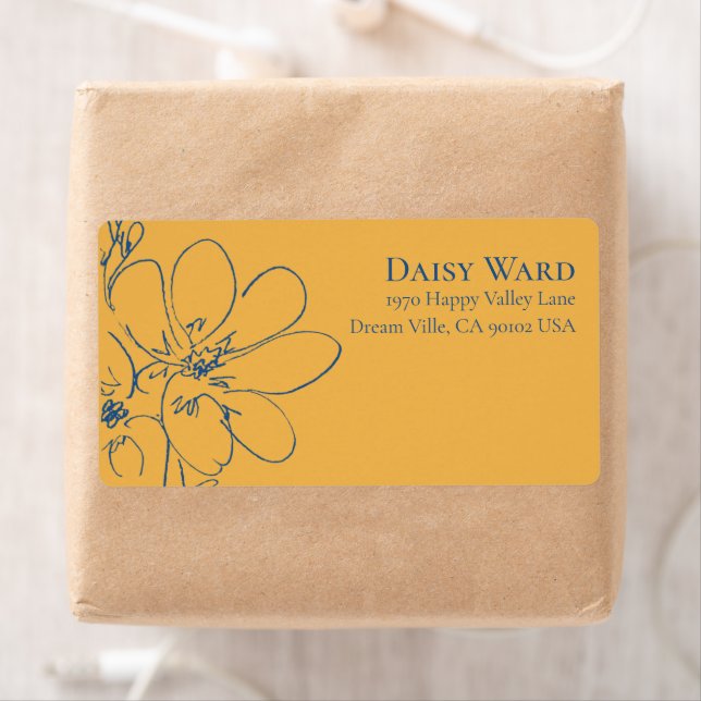 Boho + Bold Yellow Wildflower Return Address Label (Insitu)