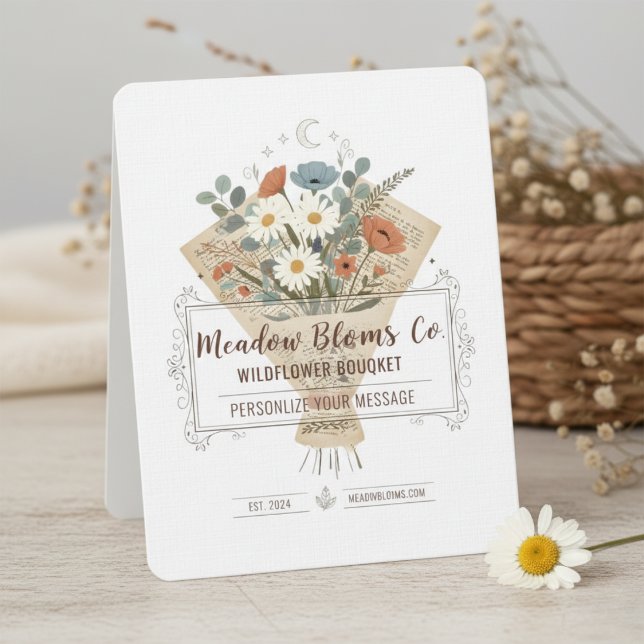 Boho Book-Page Flowers Personalized Art Invitation (Chic Bouquet Flowers Invitation)
