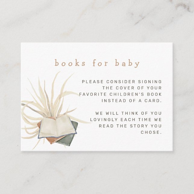 Boho Books for baby Baby Shower Enclosure Card (Front)