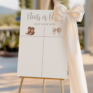 Boho Boots Or Bows Gender Reveal Prediction Sign