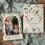 Boho Botanical Arch Happy Holidays 1 Photo  Holiday Card<br><div class="desc">This collection features watercolor red florals,  berries & winter greenery with modern & elegant typography,  with a winter botanical pattern back.</div>