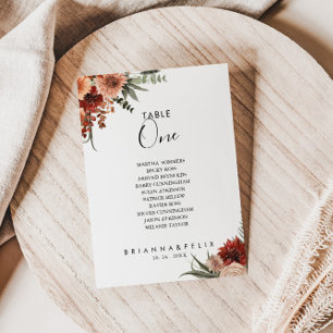 Boho Botanical Autumn Table Number 1 Seating Chart