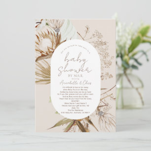 Boho Botanical Beige Baby Shower by Mail Invitation