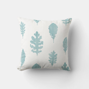 Boho Botanical Blue Floral Throw Pillow