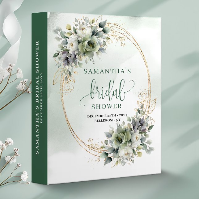 Boho Botanical Bridal Shower Ring Binder Gold (Boho Botanical Bridal Shower Ring Binder Gold)