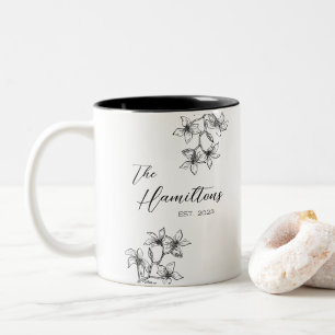 Boho Botanical Custom Wedding Anniversary  Two-Tone Coffee Mug