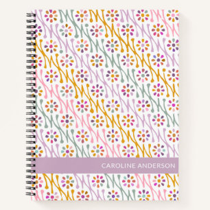 Boho Botanical Drawing in Pastels Personalized Notebook