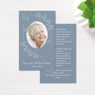 Boho Botanical Dusty Blue Photo Funeral Card