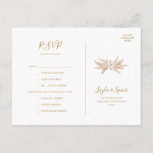 Boho Botanical   Dusty Rose Menu RSVP Postcard
