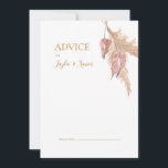 Boho Botanical | Dusty Rose Wedding Advice Card<br><div class="desc">This boho botanical | dusty rose wedding advice card is perfect for your elegant rustic floral, green, peach, rose gold wedding. Design features a gold frame or bouquet with modern blush pink pampas grass, simple sage, ivory, champagne palm leaf, and classic beach greenery. The flowers may include pink rose and...</div>