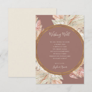 Boho Botanical Dusty Rose Wedding Wishing Well Enclosure Card