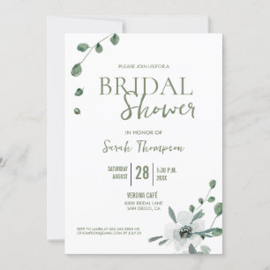 Boho Botanical Eucalyptus Bridal Shower Custom Invitation