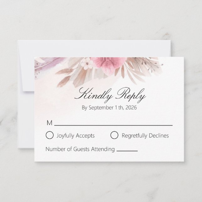 Boho Botanical Eucalyptus Whimsical Custom Reply RSVP Card (Front)
