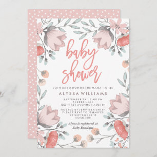 Boho Botanical Flowers Baby Shower Invitation