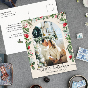 Boho Botanical Foliage Arch 1 Photo Holiday Postcard