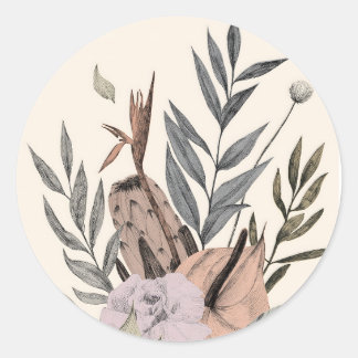 Boho Botanical Garden -  Floral Illustration Classic Round Sticker