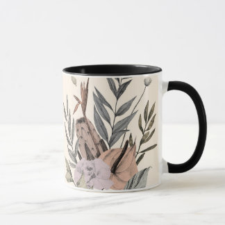 Boho Botanical Garden  Floral Illustration Mug