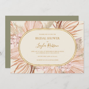 Boho Botanical   Green Horizontal Bridal Shower Invitation