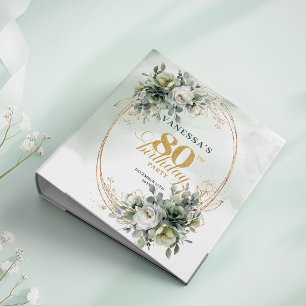 Boho Botanical Green White 80th Birthday Album Binder