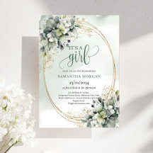 Boho Botanical Green White Foliage It’s A Girl
