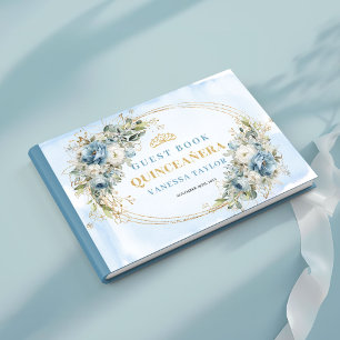 Boho Botanical Guest Book for Blue Gold Quince
