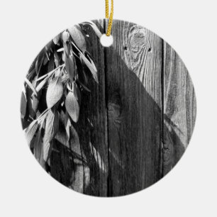 Boho botanical herb leaves Barnwood Twinkle Lights Ceramic Ornament