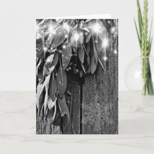 Boho botanical herb leaves rustic Barn-wood  Holiday Card
