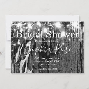 Boho botanical herb leaves rustic Barn-wood Invitation