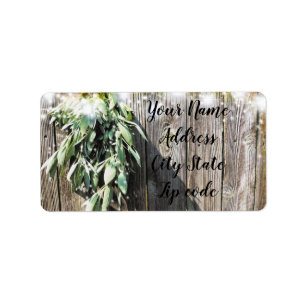 Boho botanical herb leaves rustic Barn-wood  Label