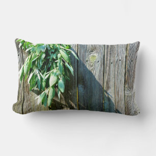 Boho botanical herb leaves rustic Barn-wood  Lumbar Pillow