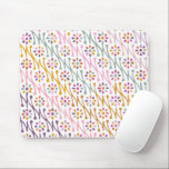 Boho Botanical Illustration Pattern Colourful Mouse Pad<br><div class="desc">Colourful Boho Floral Pattern Illustration Mouse Pad</div>