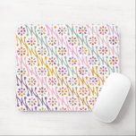 Boho Botanical Illustration Pattern Colourful Mouse Pad<br><div class="desc">Colourful Boho Floral Pattern Illustration Mouse Pad</div>