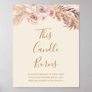 Boho Botanical Ivory This Candle Burns Wedding Poster
