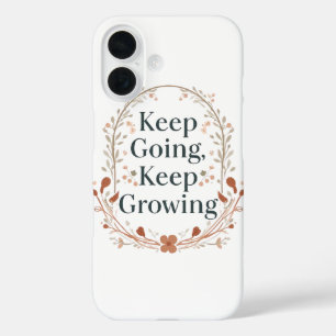 Boho Botanical "Keep Growing" Motivational Graphic iPhone 16 Case