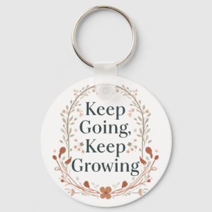 Boho Botanical "Keep Growing" Motivational Graphic Keychain