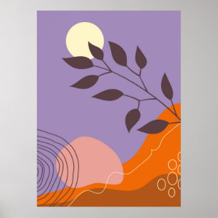 Boho botanical landscape poster