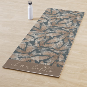 Boho Botanical Leaves Personalized  Yoga Mat
