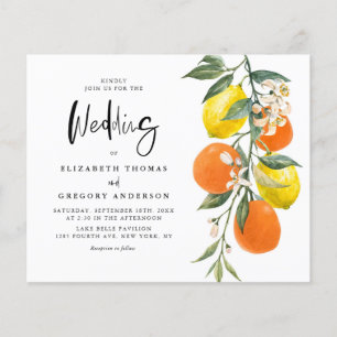 Boho Botanical Lemon and Orange Wedding Invitation