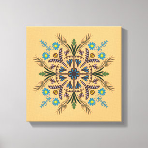 Boho Botanical Mandala Tropical Greenery Orange Canvas Print