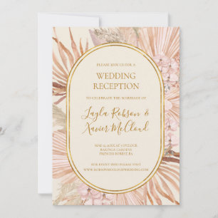 Boho Botanical   Olive Green Wedding Reception Invitation