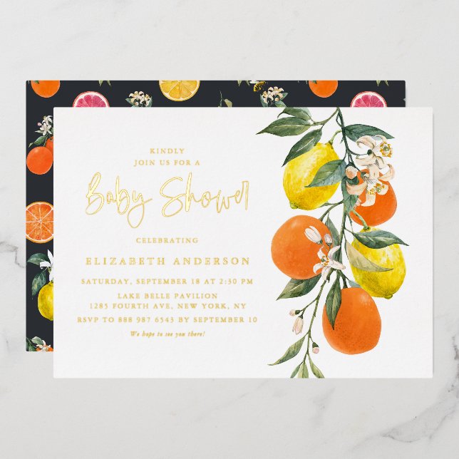 Boho Botanical Orange and Lemon Baby Shower (Front/Back)
